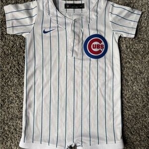 Kids White and Blue Striped Cubs Shirt